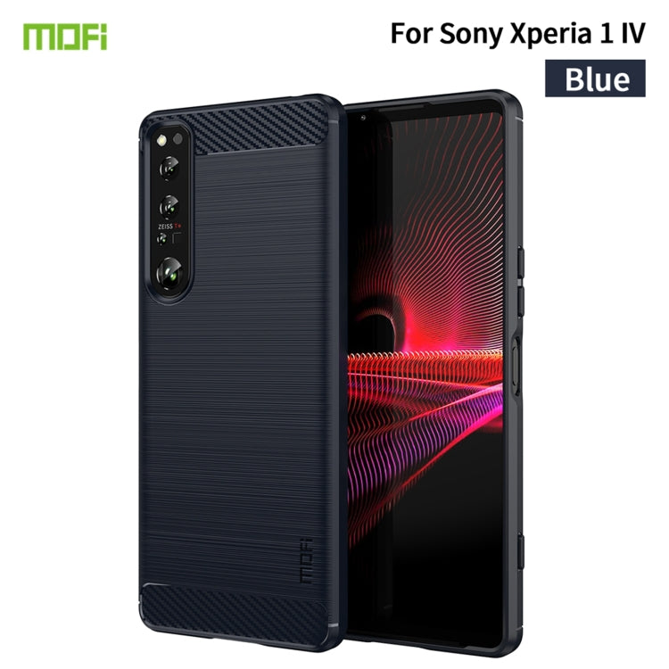 For Sony Xperia 1 IV MOFI Gentleness Series Brushed Texture Carbon Fiber Soft TPU Case(Blue) - Sony Cases by MOFI | Online Shopping UK | buy2fix