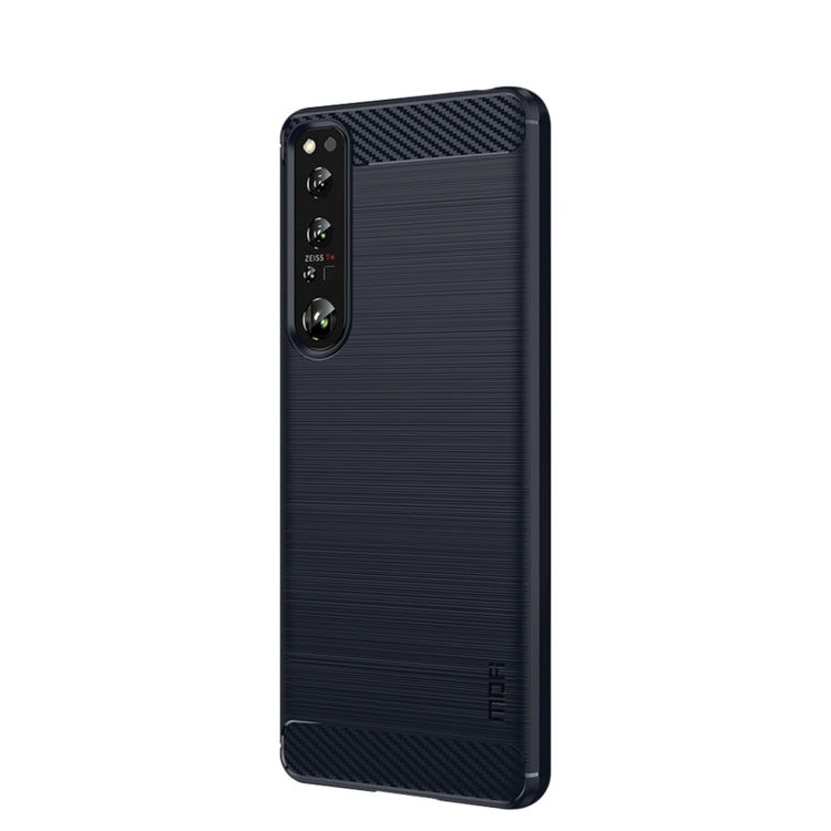 For Sony Xperia 1 IV MOFI Gentleness Series Brushed Texture Carbon Fiber Soft TPU Case(Blue) - Sony Cases by MOFI | Online Shopping UK | buy2fix