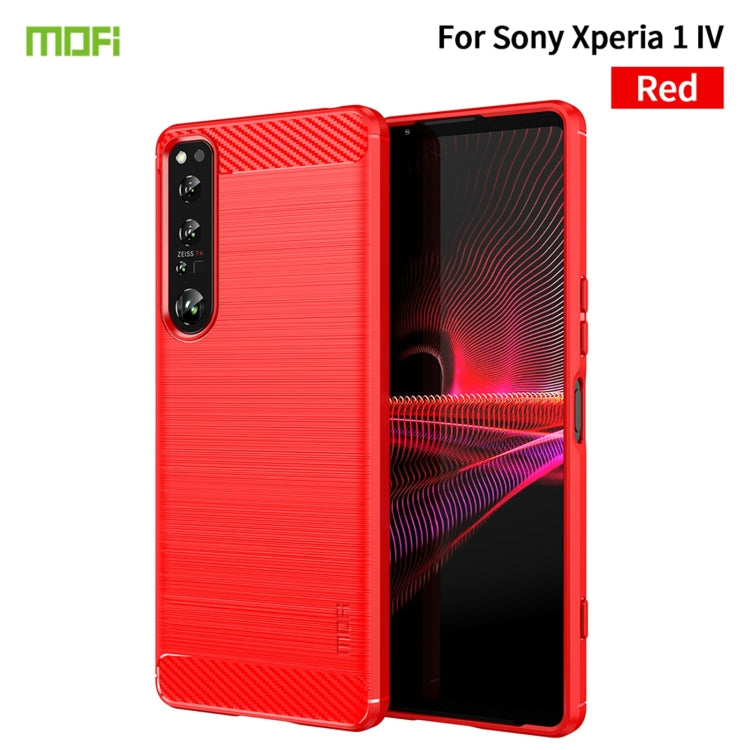 For Sony Xperia 1 IV MOFI Gentleness Series Brushed Texture Carbon Fiber Soft TPU Case(Red) - Sony Cases by MOFI | Online Shopping UK | buy2fix