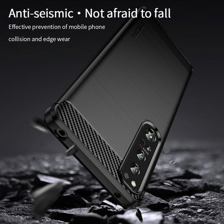 For Sony Xperia 1 IV MOFI Gentleness Series Brushed Texture Carbon Fiber Soft TPU Case(Red) - Sony Cases by MOFI | Online Shopping UK | buy2fix