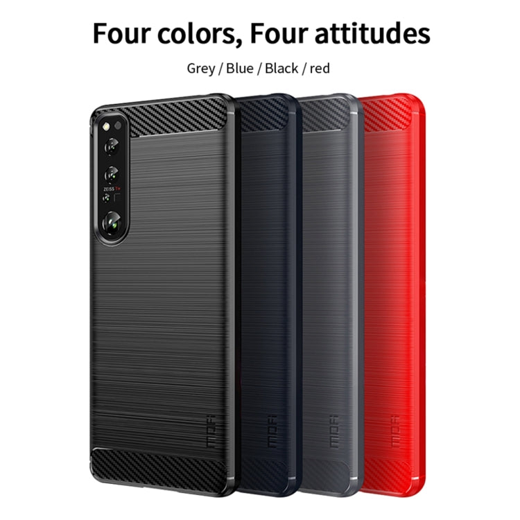 For Sony Xperia 1 IV MOFI Gentleness Series Brushed Texture Carbon Fiber Soft TPU Case(Red) - Sony Cases by MOFI | Online Shopping UK | buy2fix