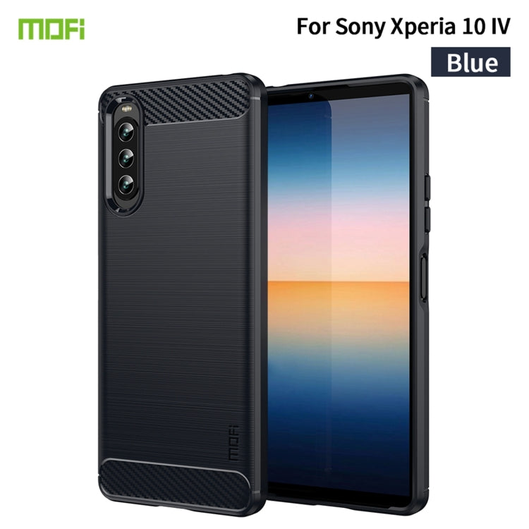 For Sony Xperia 10 IV MOFI Gentleness Series Brushed Texture Carbon Fiber Soft TPU Case(Blue) - Sony Cases by MOFI | Online Shopping UK | buy2fix