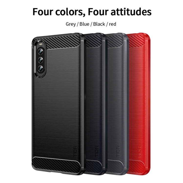 For Sony Xperia 10 IV MOFI Gentleness Series Brushed Texture Carbon Fiber Soft TPU Case(Red) - Sony Cases by MOFI | Online Shopping UK | buy2fix