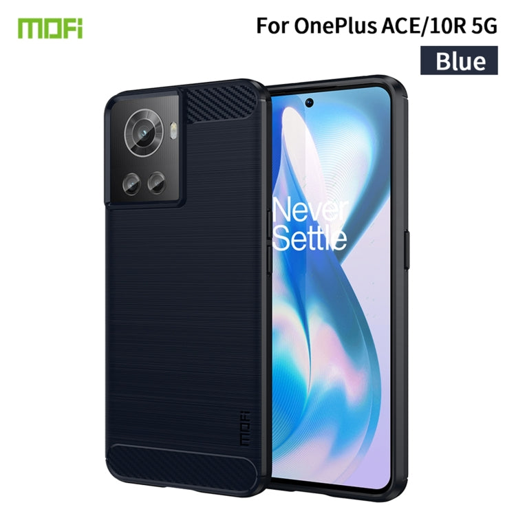 For OnePlus Ace / 10R 5G MOFI Gentleness Series Brushed Texture Carbon Fiber Soft TPU Case(Blue) - OnePlus Cases by MOFI | Online Shopping UK | buy2fix