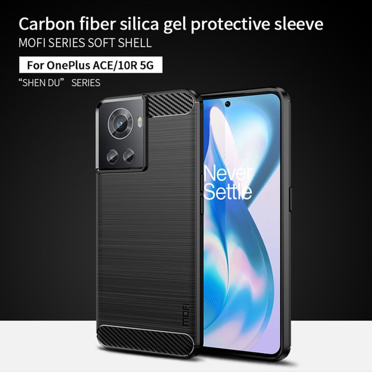 For OnePlus Ace / 10R 5G MOFI Gentleness Series Brushed Texture Carbon Fiber Soft TPU Case(Blue) - OnePlus Cases by MOFI | Online Shopping UK | buy2fix