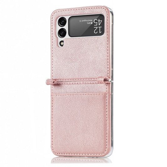 For Samsung Galaxy Z Flip 4 5G Folding Litchi Texture Card Wallet Phone Case(Pink) - Galaxy Phone Cases by buy2fix | Online Shopping UK | buy2fix