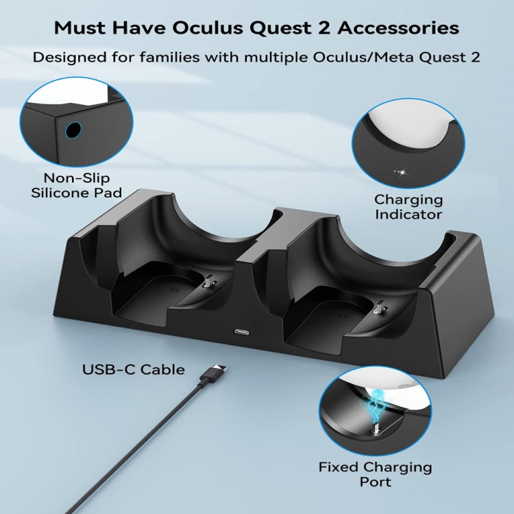 For Oculus Quest 2 VR Charging Stand VR Accessories Host Storage Bracket Double Charging Stand - VR Accessories by buy2fix | Online Shopping UK | buy2fix