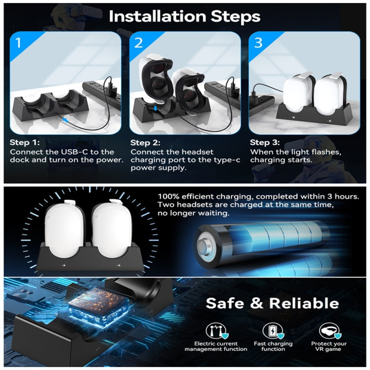 For Oculus Quest 2 VR Charging Stand VR Accessories Host Storage Bracket Double Charging Stand - VR Accessories by buy2fix | Online Shopping UK | buy2fix