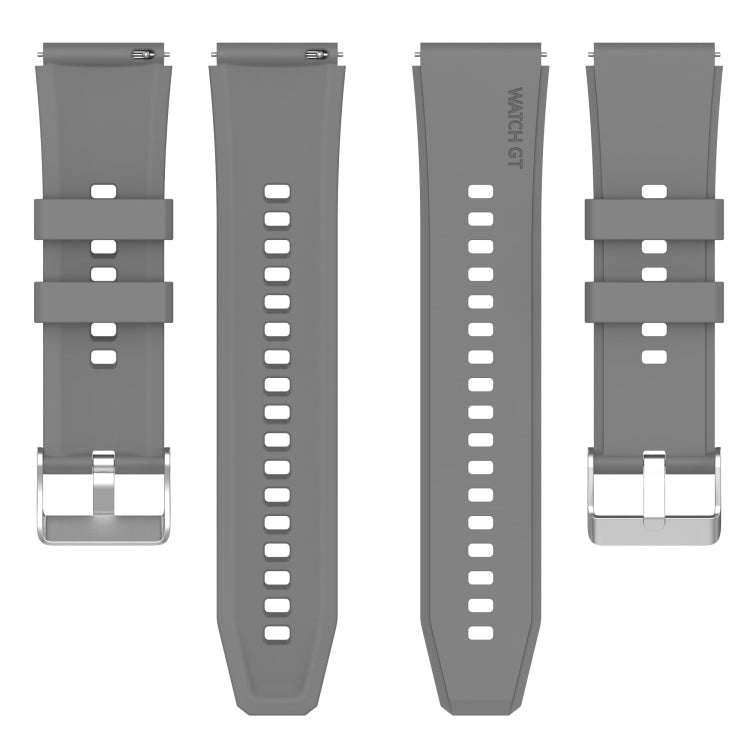 For Huawei Watch GT3 46mm 22mm Protruding Head Silicone Strap Silver Buckle(Gray) - Watch Bands by buy2fix | Online Shopping UK | buy2fix