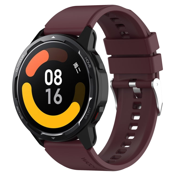 Protruding Head Silicone Strap Silver Buckle For Samsung Galaxy Watch 42mm 20mm(Wine Red) - Watch Bands by buy2fix | Online Shopping UK | buy2fix