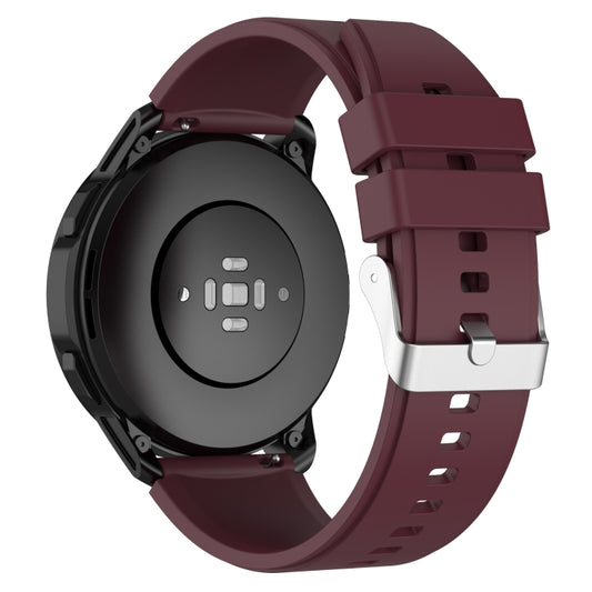 Protruding Head Silicone Strap Silver Buckle For Samsung Galaxy Watch 42mm 20mm(Wine Red) by buy2fix