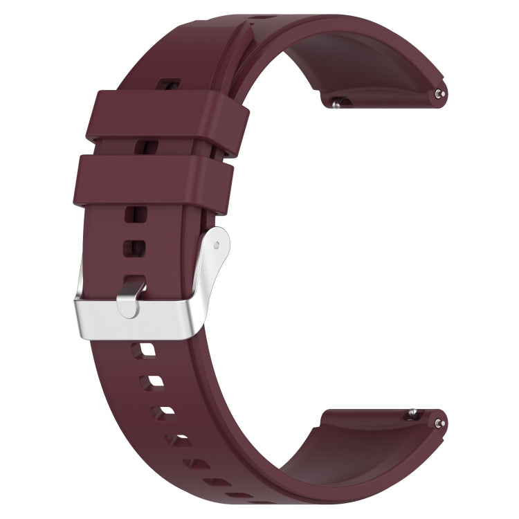 Protruding Head Silicone Strap Silver Buckle For Samsung Galaxy Watch 42mm 20mm(Wine Red) - Watch Bands by buy2fix | Online Shopping UK | buy2fix
