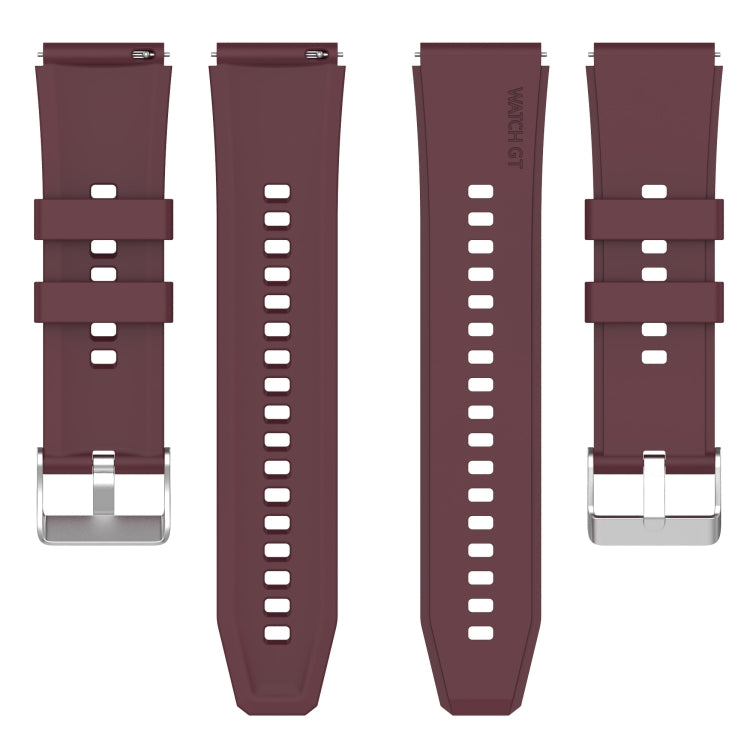 Protruding Head Silicone Strap Silver Buckle For Samsung Galaxy Watch 42mm 20mm(Wine Red) - Watch Bands by buy2fix | Online Shopping UK | buy2fix
