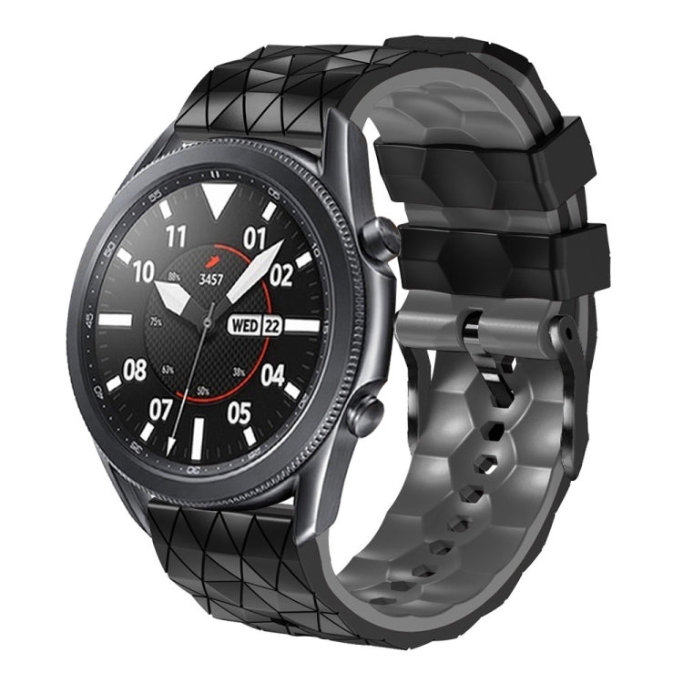 For Samsung Galaxy Watch 46mm 22mm Football Pattern Two-Color Silicone Strap(Black+Grey) - Watch Bands by buy2fix | Online Shopping UK | buy2fix