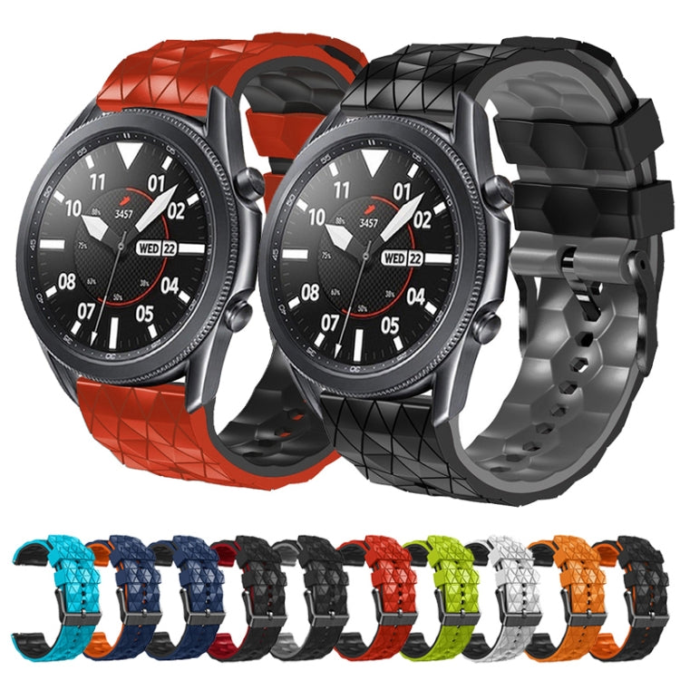 For Samsung Galaxy Watch 46mm 22mm Football Pattern Two-Color Silicone Strap(Black+Grey) - Watch Bands by buy2fix | Online Shopping UK | buy2fix