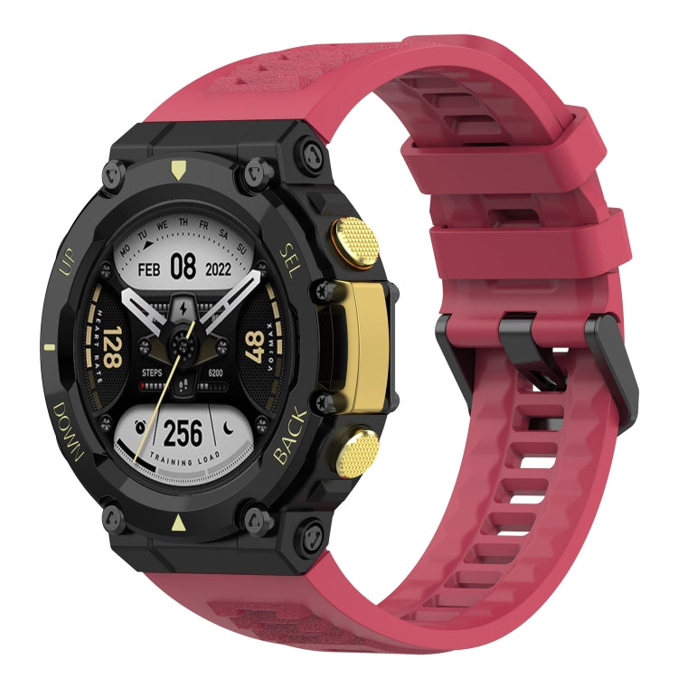 For Amazfit T-Rex 2 Silicone Leisure Watch Band(Red) - Watch Bands by buy2fix | Online Shopping UK | buy2fix