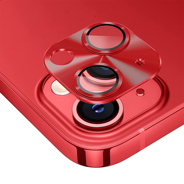 For iPhone 14 / 14 Plus ENKAY Aluminium Alloy Tempered Glass Lens Cover Film (Red) - iPhone 14 Tempered Glass by ENKAY | Online Shopping UK | buy2fix
