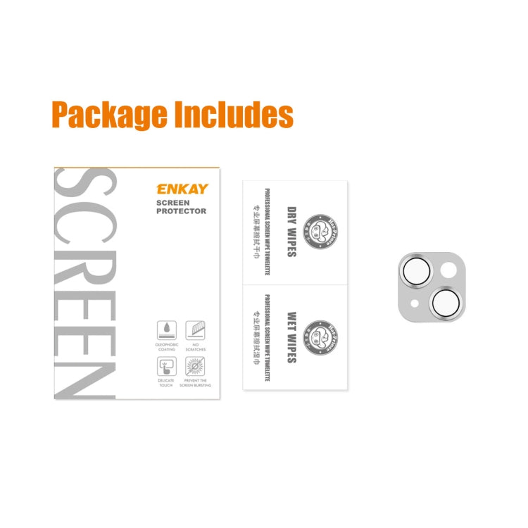 For iPhone 14 / 14 Plus ENKAY Aluminium Alloy Tempered Glass Lens Cover Film(Black) by ENKAY