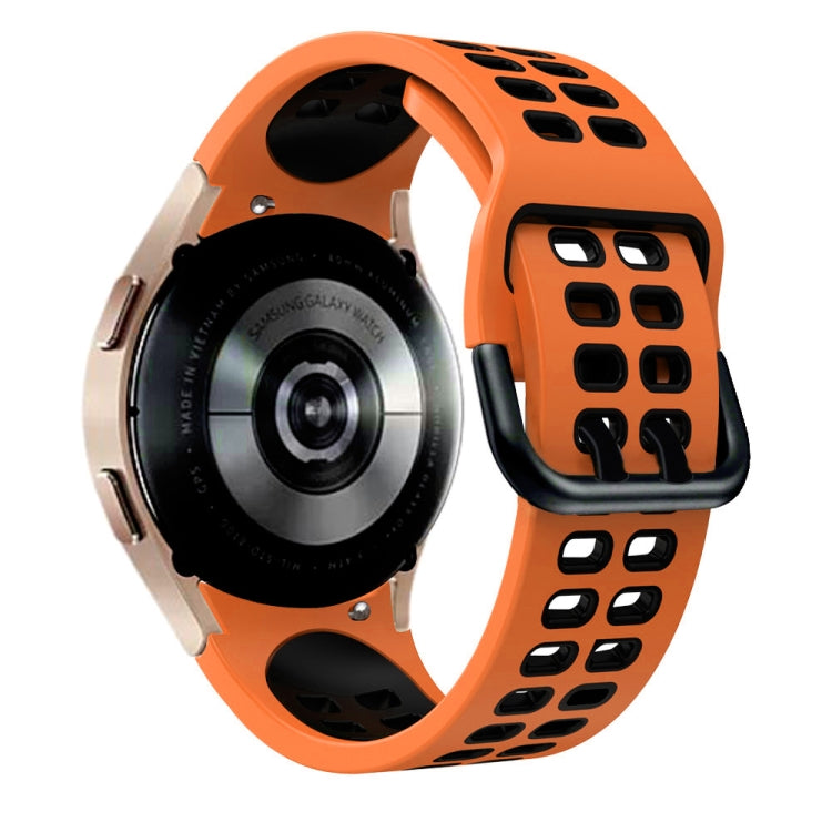 For Samsung Galaxy Watch 5 Pro 45mm 20mm Breathable Two-Color Silicone Watch Band(Orange+Black) - Watch Bands by buy2fix | Online Shopping UK | buy2fix