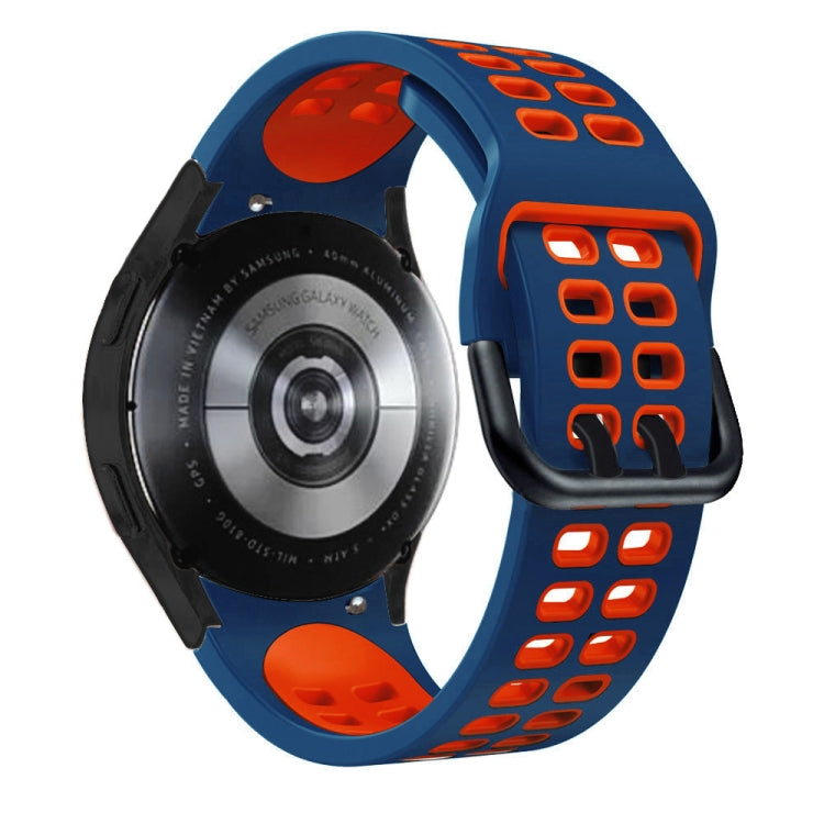 For Samsung Galaxy Watch 4 44mm 20mm Breathable Two-Color Silicone Watch Band(Midnight Blue+Red) - Watch Bands by buy2fix | Online Shopping UK | buy2fix