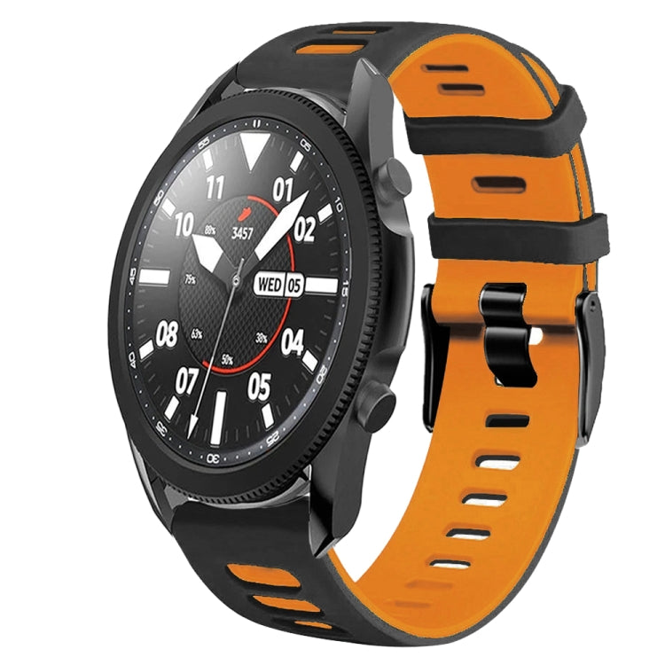 For Samsung Galaxy Watch 5 Pro 45mm 20mm Two-Color Silicone Watch Band(Black+Orange) - Watch Bands by buy2fix | Online Shopping UK | buy2fix
