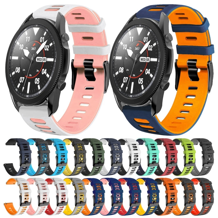 For Samsung Galaxy Watch 5 Pro 45mm 20mm Two-Color Silicone Watch Band(Midnight Blue+Orange) - Watch Bands by buy2fix | Online Shopping UK | buy2fix
