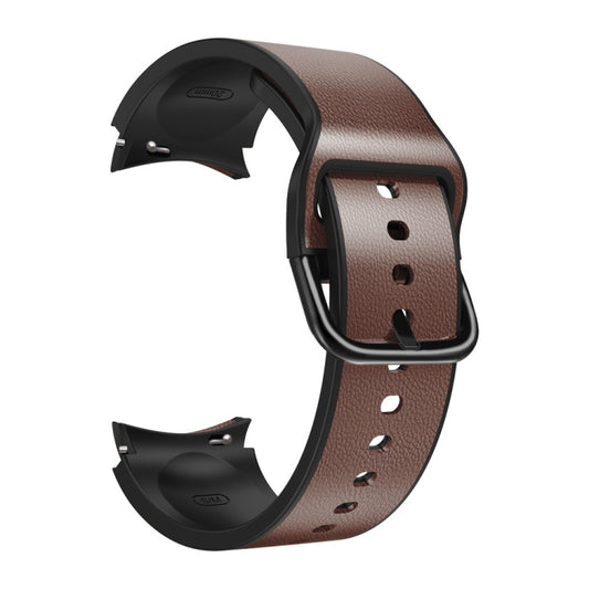 For Samsung Galaxy Watch 4 Classic 46mm Silicone Adhesive Leather Watch Band(Dark Brown) by buy2fix