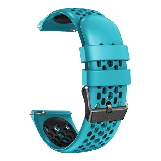 For Xiaomi MI Watch S1 22mm Two-Color Breathable Silicone Watch Band(Skyblue+Black) by buy2fix