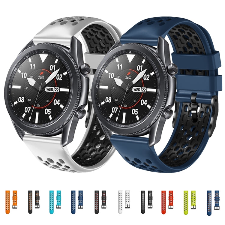 For Xiaomi MI Watch S1 22mm Two-Color Breathable Silicone Watch Band(Skyblue+Black) - Watch Bands by buy2fix | Online Shopping UK | buy2fix