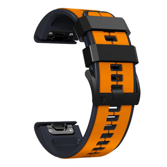For Garmin Descent MK2i 26mm Silicone Sports Two-Color Watch Band(Orange+Black) by buy2fix