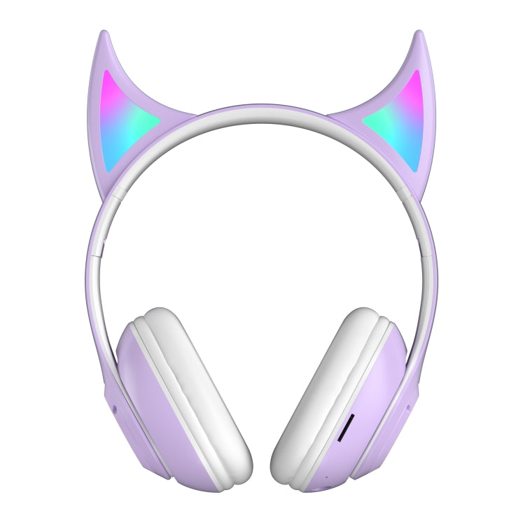 STN25 Devil Ear RGB Light Wireless Music Headset For Children with Mic(Purple) - Headset & Headphone by buy2fix | Online Shopping UK | buy2fix