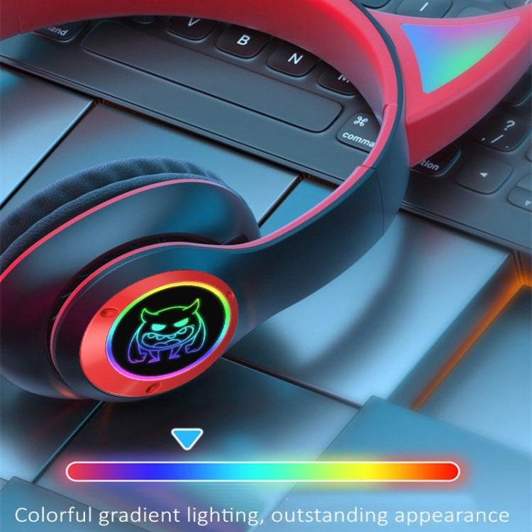 STN25 Devil Ear RGB Light Wireless Music Headset For Children with Mic(Black) - Headset & Headphone by buy2fix | Online Shopping UK | buy2fix