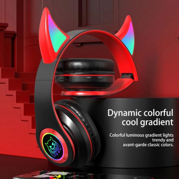 STN25 Devil Ear RGB Light Wireless Music Headset For Children with Mic(Black) - Headset & Headphone by buy2fix | Online Shopping UK | buy2fix