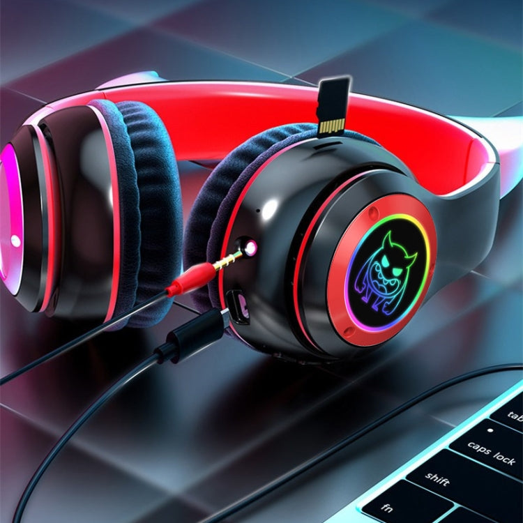 STN25 Devil Ear RGB Light Wireless Music Headset For Children with Mic(Black) - Headset & Headphone by buy2fix | Online Shopping UK | buy2fix