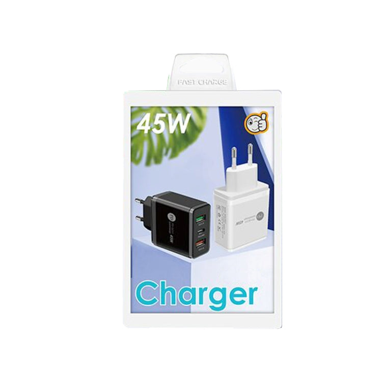 45W PD3.0 + 2 x QC3.0 USB Multi Port Quick Charger, EU Plug(Black) - USB Charger by buy2fix | Online Shopping UK | buy2fix
