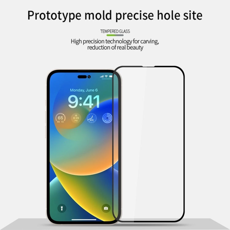 For iPhone 14 MOFI 9H 2.5D Full Screen Tempered Glass Film(Black) - iPhone 14 Tempered Glass by MOFI | Online Shopping UK | buy2fix