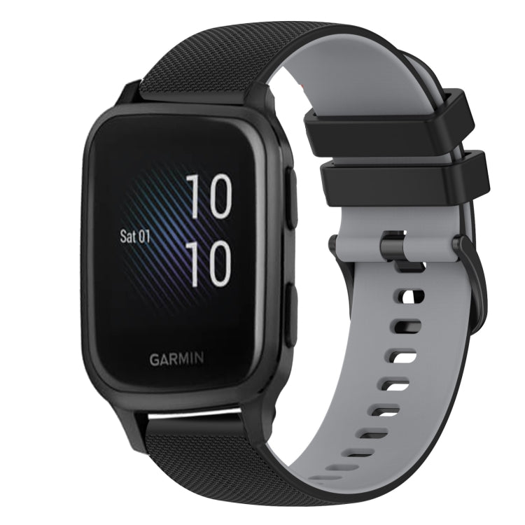 For Garmin Venu SQ 20mm Checkered Two-Color Silicone Watch Band(Black+Grey) - Watch Bands by buy2fix | Online Shopping UK | buy2fix