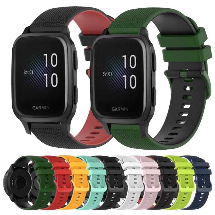 For Garmin Venu SQ 20mm Checkered Two-Color Silicone Watch Band(Black+Grey) - Watch Bands by buy2fix | Online Shopping UK | buy2fix