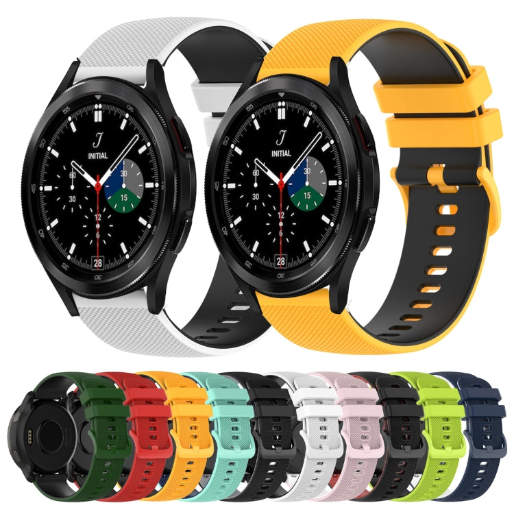 For Samsung Galaxy Watch4 Classic 42mm 20mm Checkered Two-Color Silicone Watch Band(Black+Grey) - Watch Bands by buy2fix | Online Shopping UK | buy2fix