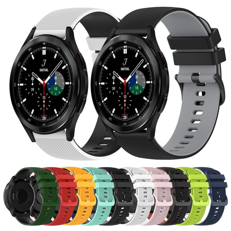 For Samsung Galaxy Watch4 Classic 46mm 20mm Checkered Two-Color Silicone Watch Band(Black+Grey) - Watch Bands by buy2fix | Online Shopping UK | buy2fix