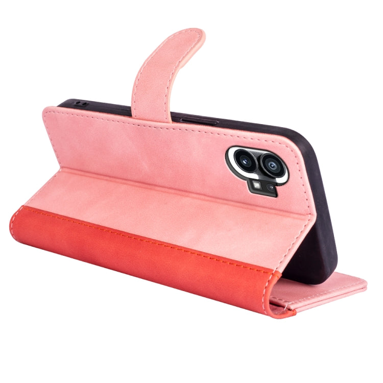 For Nothing Phone 1 Stitching Horizontal Flip Leather Phone Case(Pink Red) - Nothing Cases by buy2fix | Online Shopping UK | buy2fix