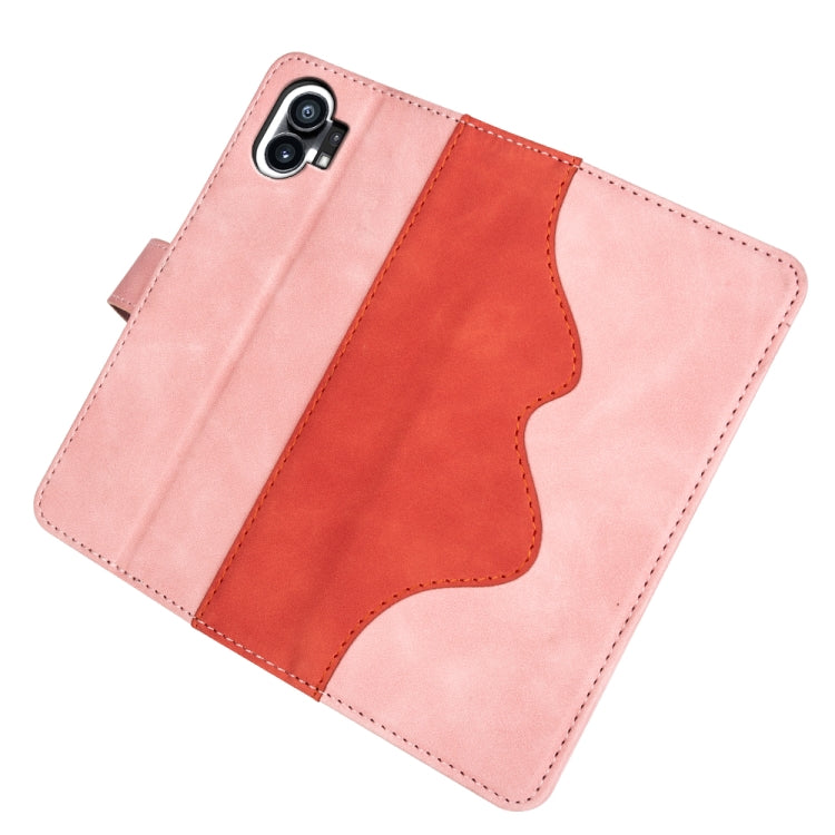 For Nothing Phone 1 Stitching Horizontal Flip Leather Phone Case(Pink Red) - Nothing Cases by buy2fix | Online Shopping UK | buy2fix