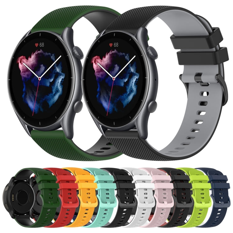 For Amazfit GTR 3 Pro 22mm Checkered Two-Color Silicone Watch Band(Black+Grey) - Watch Bands by buy2fix | Online Shopping UK | buy2fix