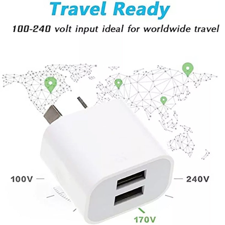 Mini Dual Port USB Charger with USB to Type-C Data Cable, AU Plug - USB Charger by buy2fix | Online Shopping UK | buy2fix