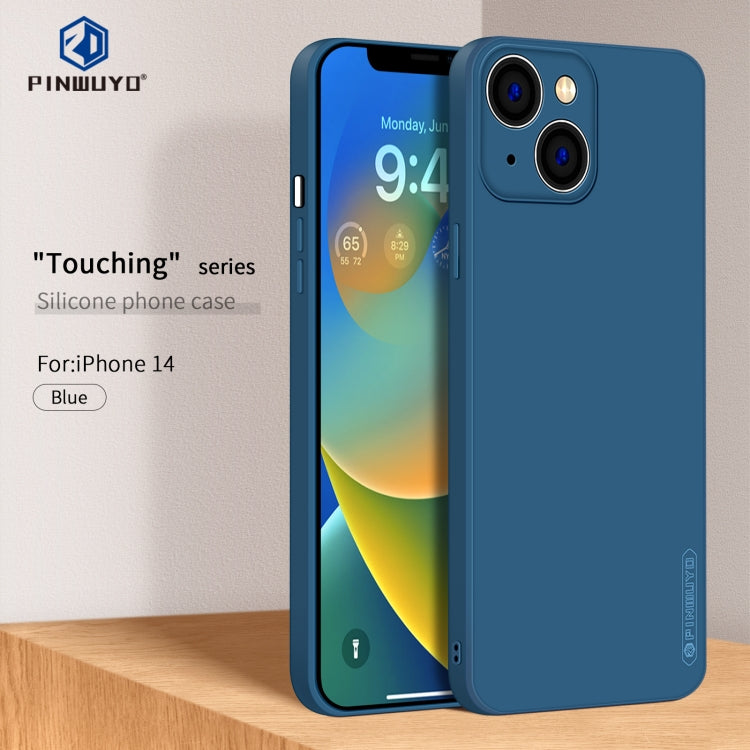 For iPhone 14 PINWUYO Sense Series Liquid Silicone TPU Phone Case (Blue) - iPhone 14 Cases by PINWUYO | Online Shopping UK | buy2fix