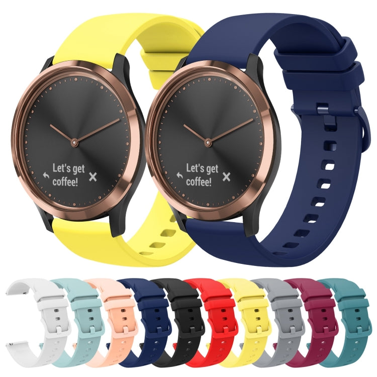 For Garmin Vivomove HR Sport 20mm Solid Color Soft Silicone Watch Band(White) - Watch Bands by buy2fix | Online Shopping UK | buy2fix
