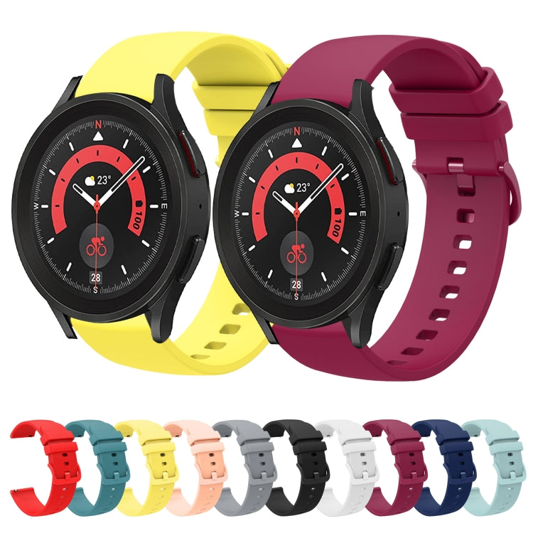 For Samsung Galaxy Watch5 44mm 20mm Solid Color Soft Silicone Watch Band(Black) - Watch Bands by buy2fix | Online Shopping UK | buy2fix