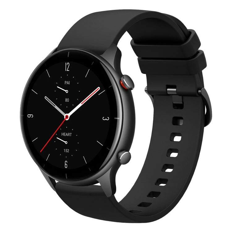 For Amazfit GTR 2e 22mm Solid Color Soft Silicone Watch Band(Black) - Watch Bands by buy2fix | Online Shopping UK | buy2fix