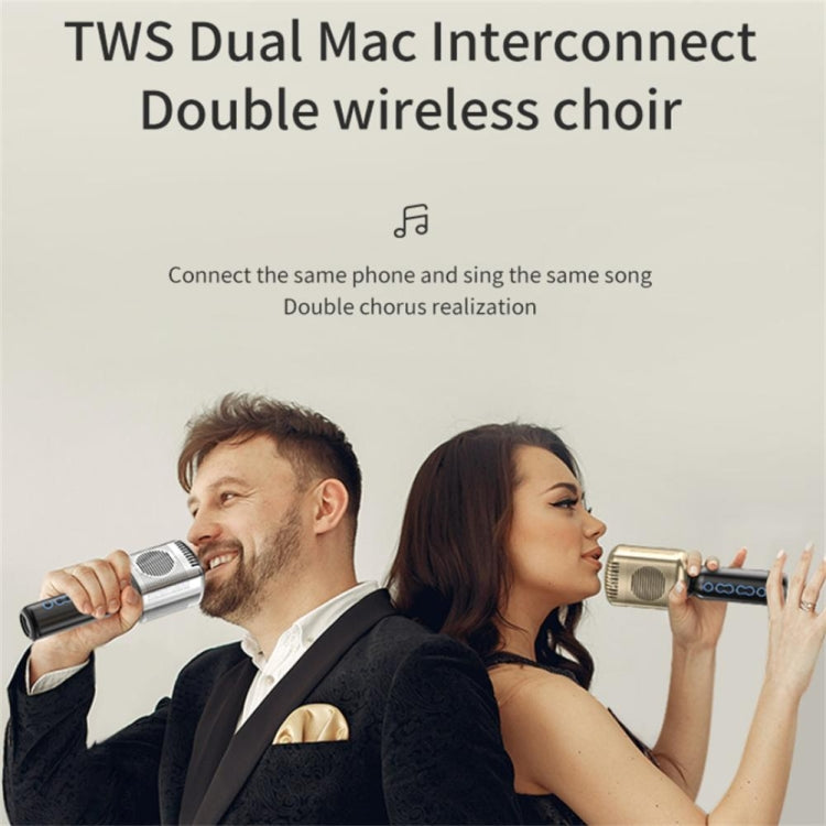 KM600 Wireless Microphone TWS Handheld Noise Reduction Smart Bluetooth-compatible Condenser Mic Music Player for Singing(Sliver) - Microphone by buy2fix | Online Shopping UK | buy2fix