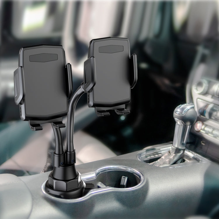 A080+X908 Car Cup Double Mobile Phone Holder Mount Adjustable Cradle Bracket - Universal Car Holders by buy2fix | Online Shopping UK | buy2fix